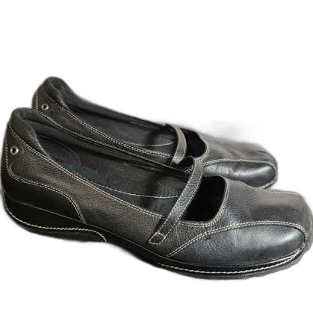 Bare Trap Relay Athletic Ballet Flat Leather Shoe Sz 10 Black Athleisure Sporty